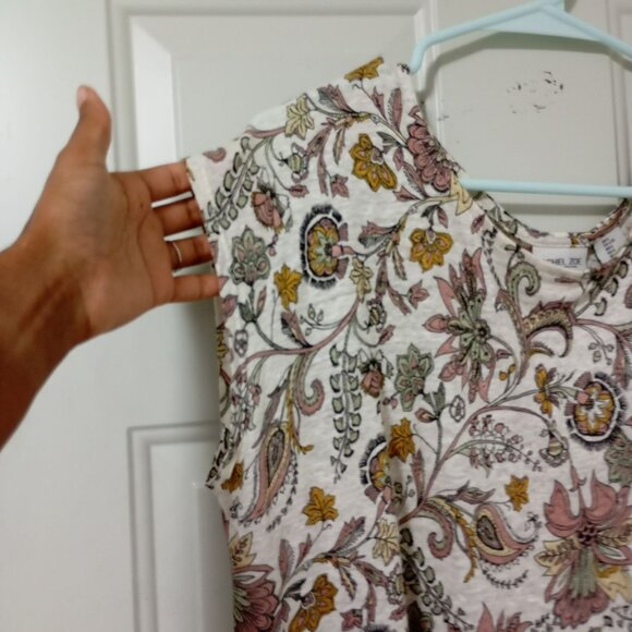 Rachel Zoe Womens Floral 100% Linen Blouse Top Size L Bohemia - Picture 3 of 8